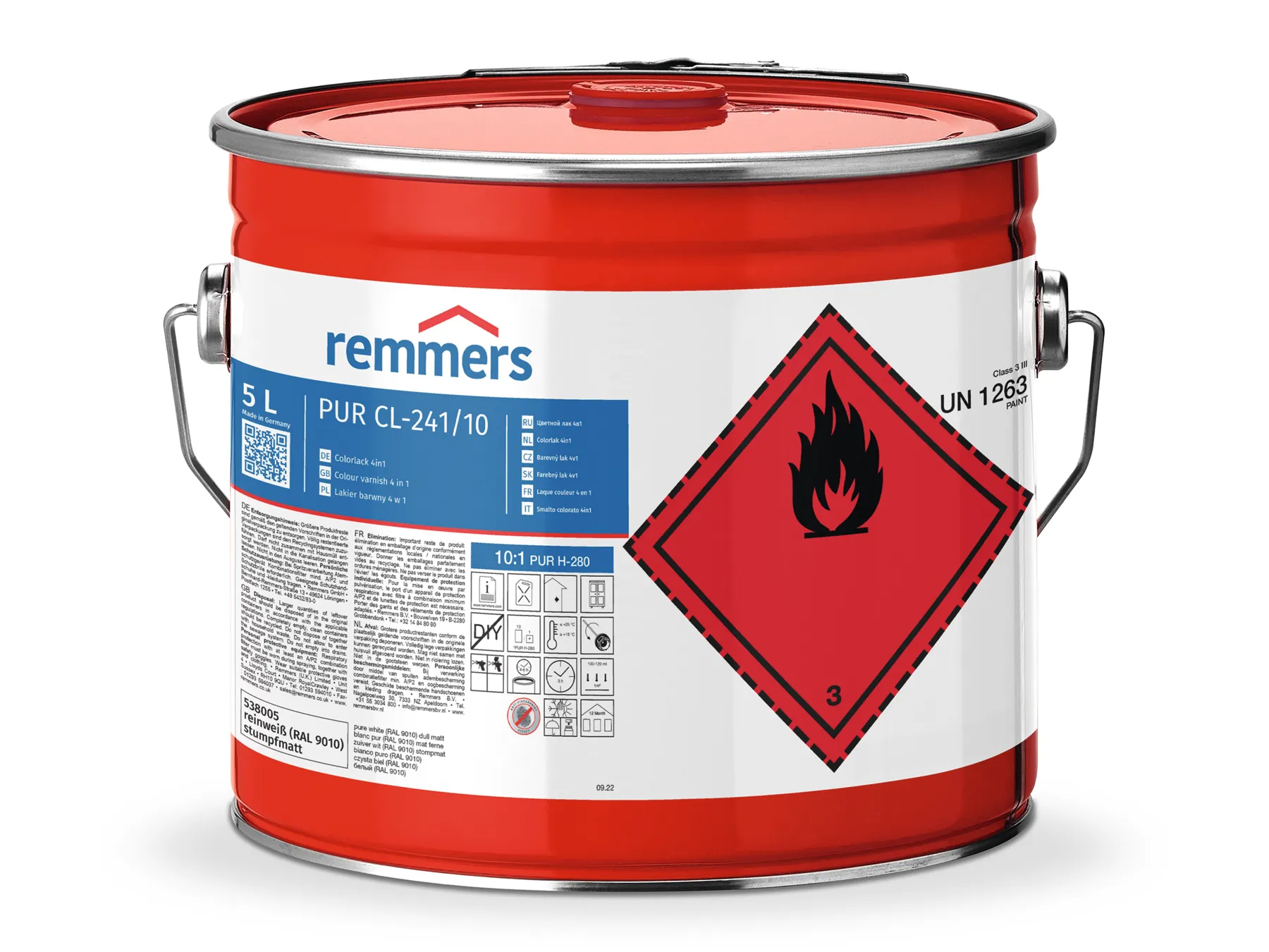 Moebelfaktor PUR CL-241-Colorlack 4 in 1 reinweiss (RAL 9010) stumpfmatt 5 l