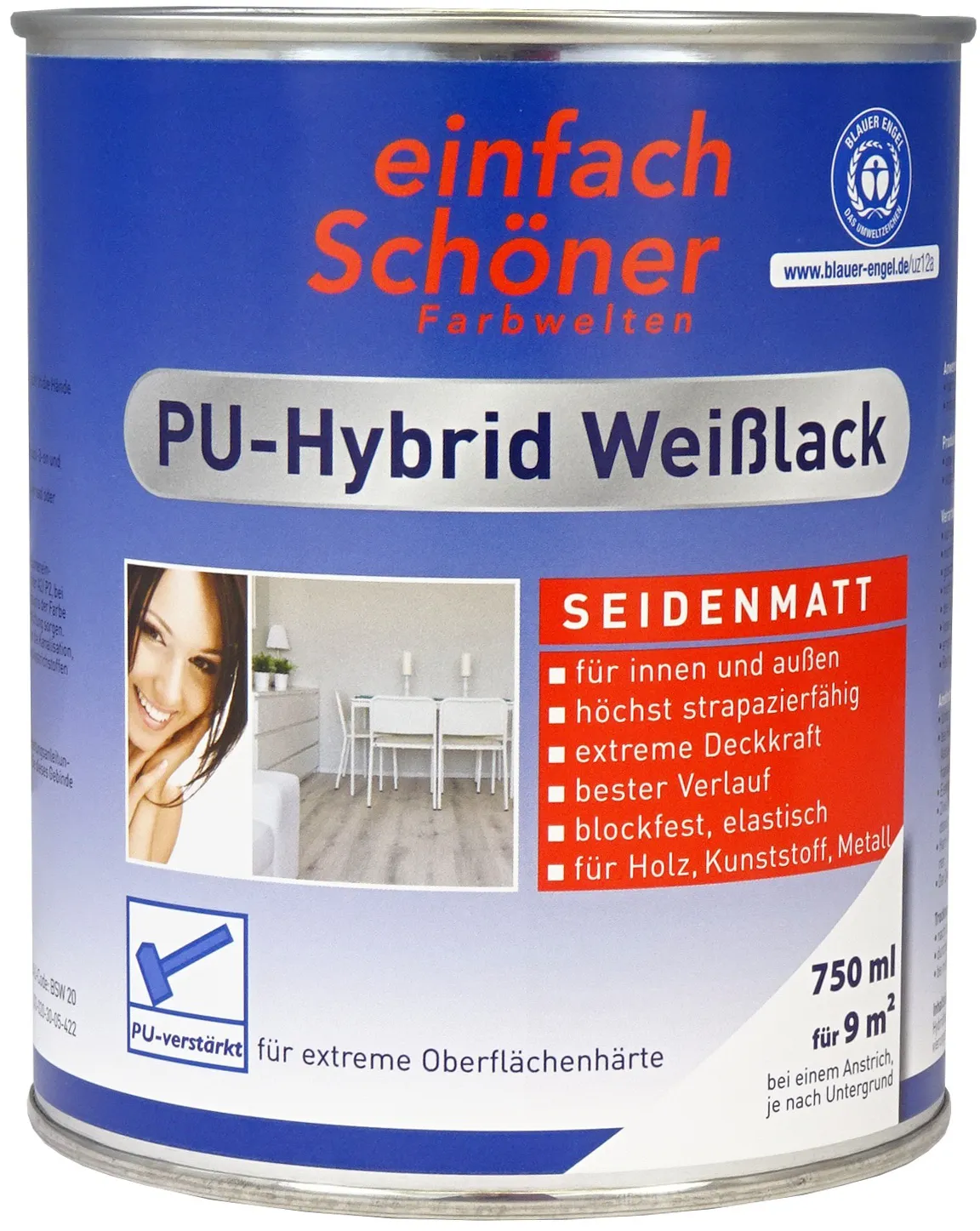 Moebelfaktor einfach Schoener PU-Hybrid Weisslack seidenmatt