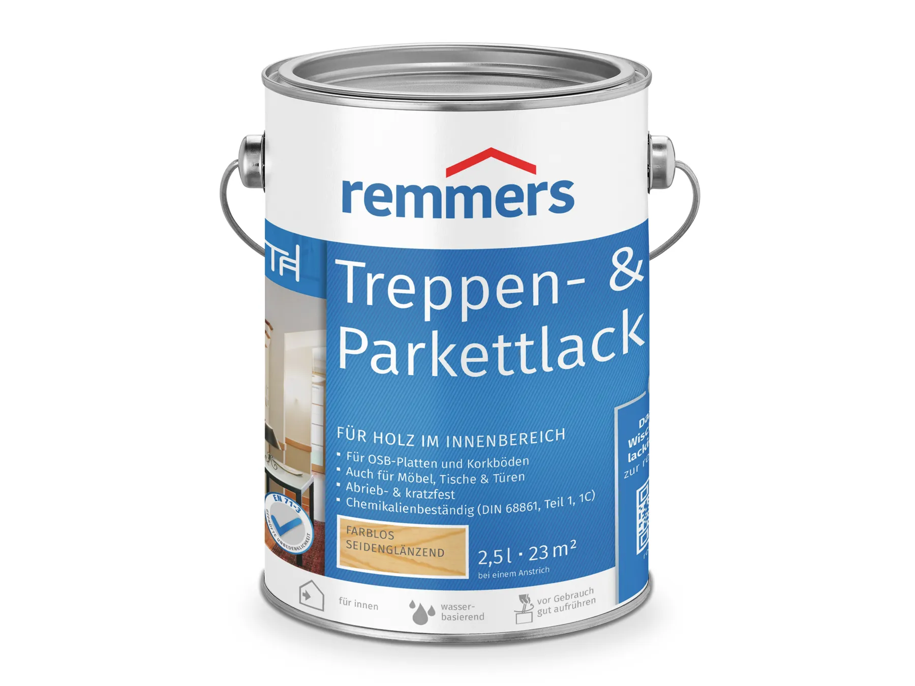 Moebelfaktor Treppen- und Parkettlack seidenglaenzend farblos 2,5 l