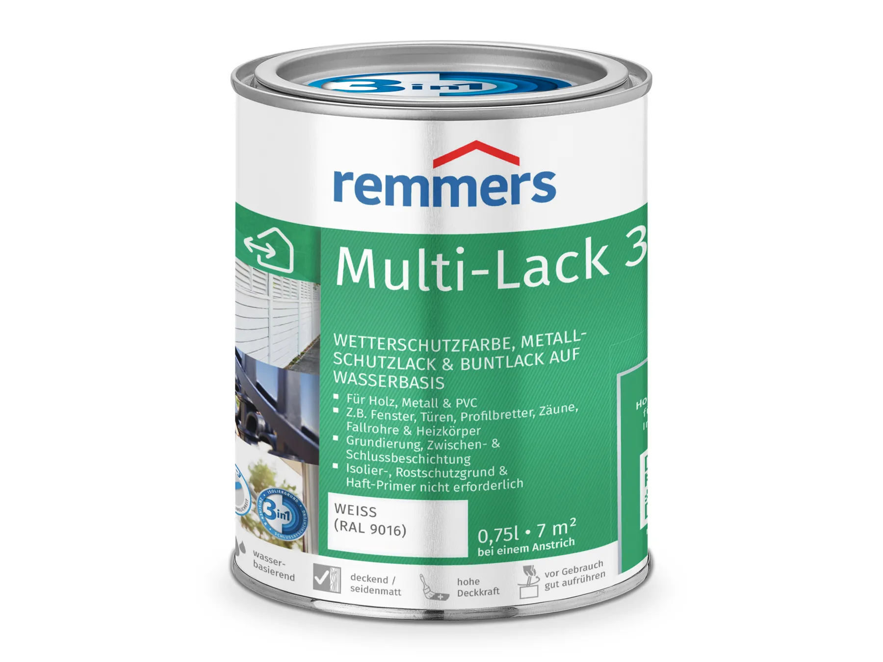 Moebelfaktor Multi-Lack 3in1 weiss (RAL 9016) 0,75 l