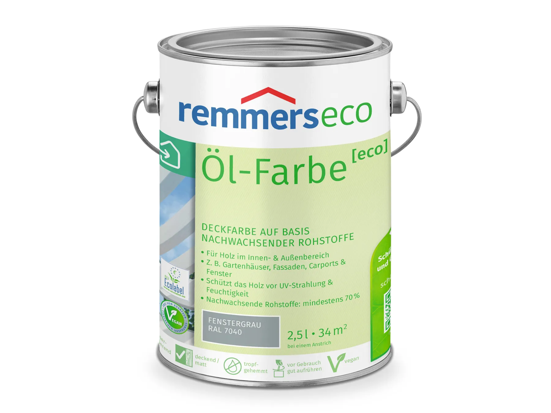 Moebelfaktor Oel-Farbe [eco] fenstergrau (RAL 7040) 2,5 l