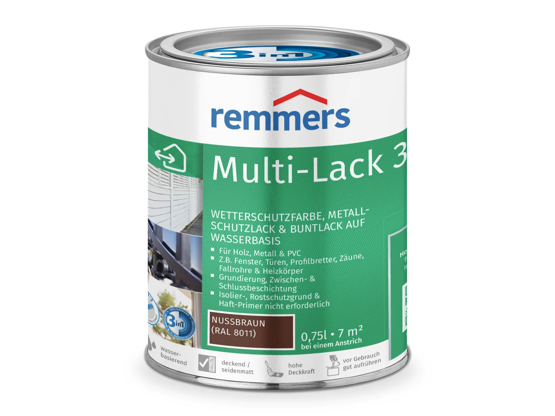 Moebelfaktor Multi-Lack 3in1 nussbraun (RAL 8011) 0,75 l