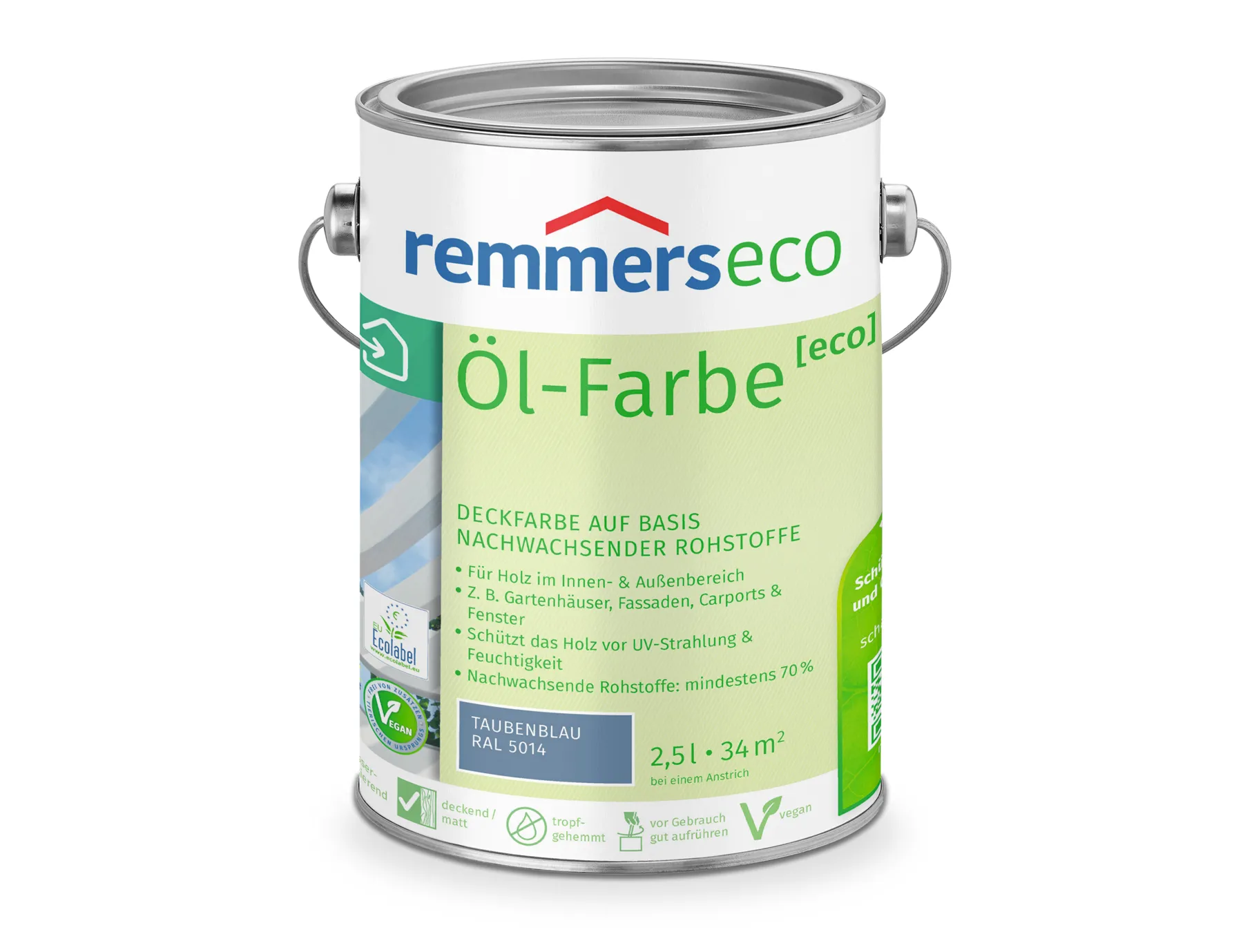 Moebelfaktor Oel-Farbe [eco] taubenblau (RAL 5014) 2,5 l