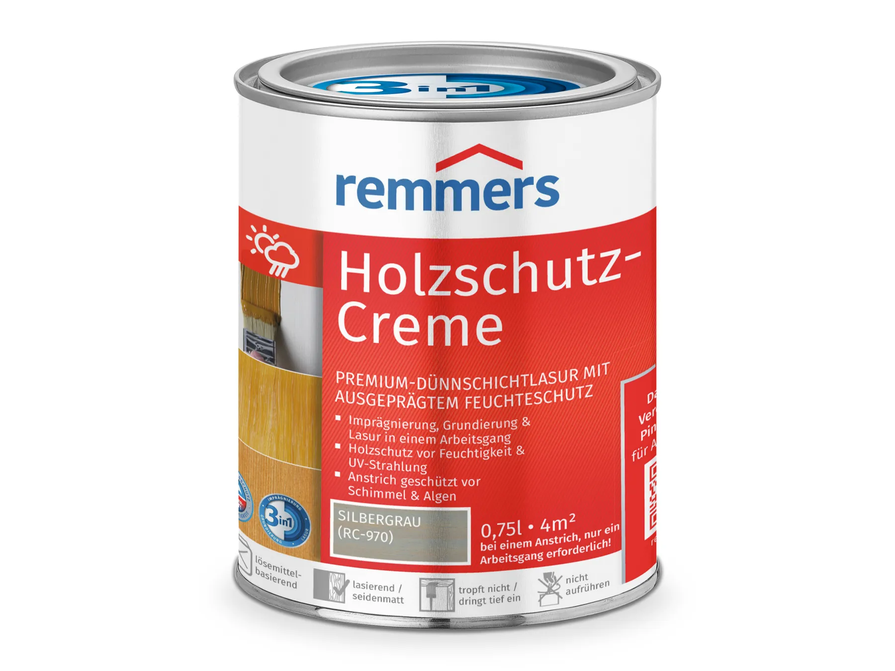 Moebelfaktor Holzschutz-Creme 3in1 silbergrau (RC-970) 0,75 l