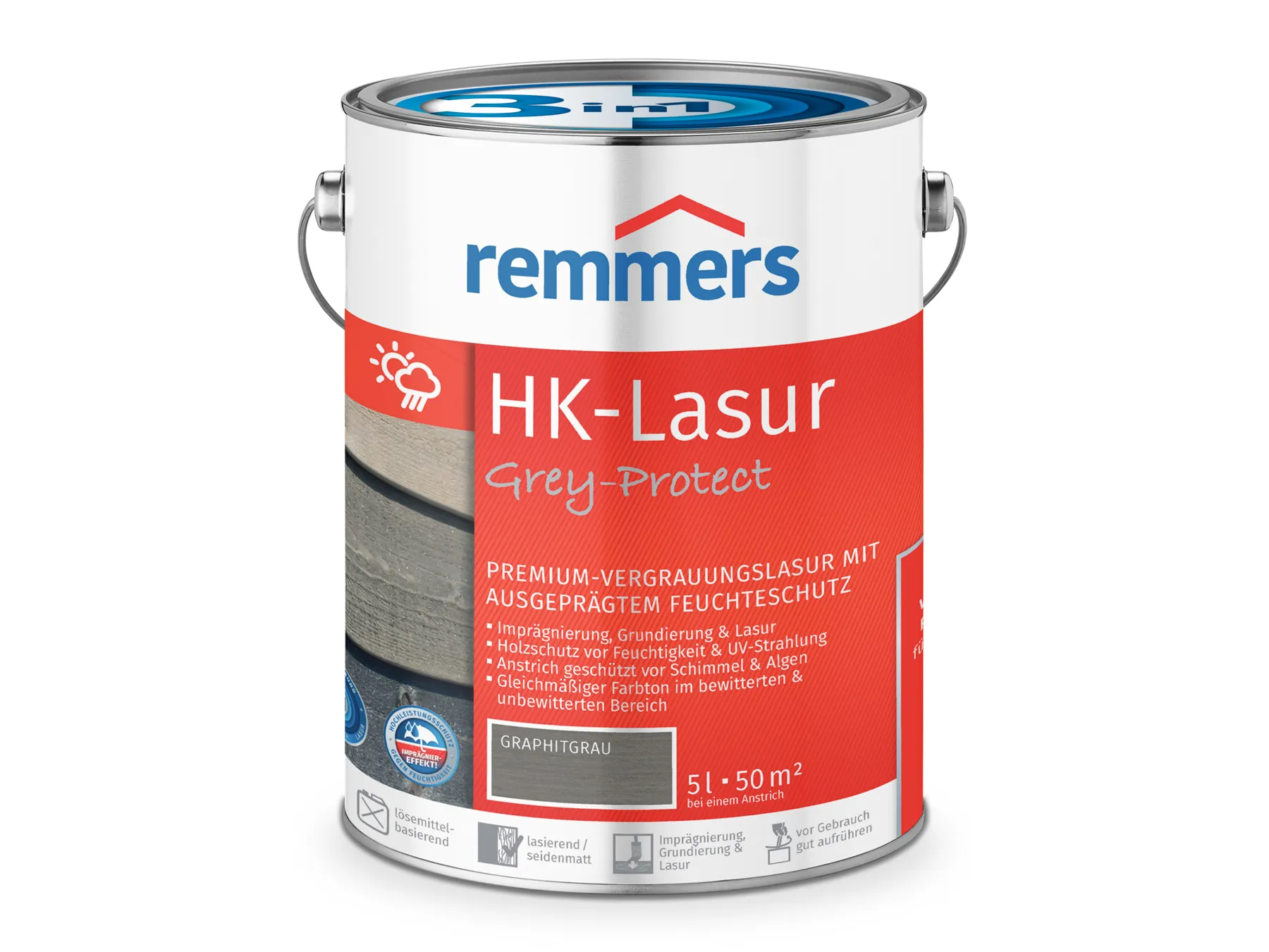 Moebelfaktor HK-Lasur 3in1 Grey-Protect graphitgrau (FT-25416) 5 l