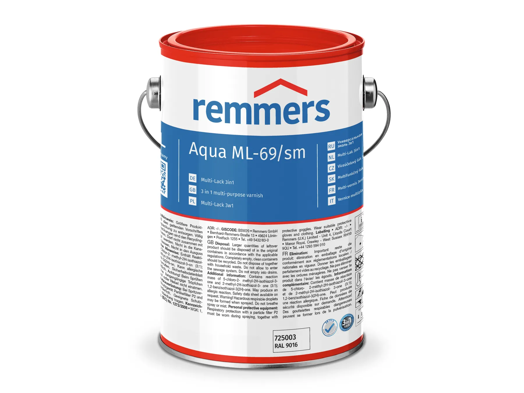Moebelfaktor Aqua ML-69/sm-Multi-Lack 3in1 weiss (RAL 9016) 2,5 l