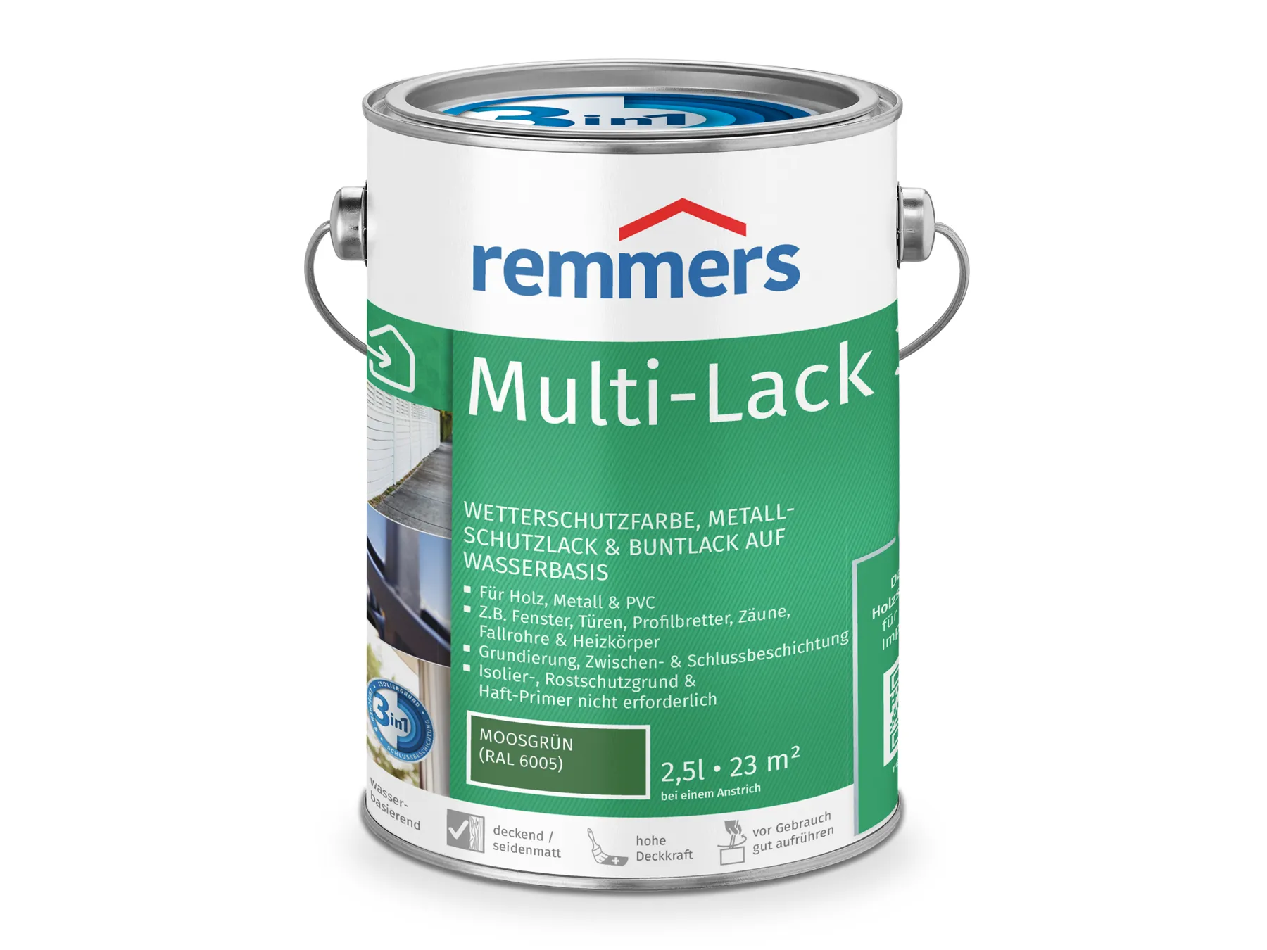 Moebelfaktor Multi-Lack 3in1 moosgruen (RAL 6005) 2,5 l