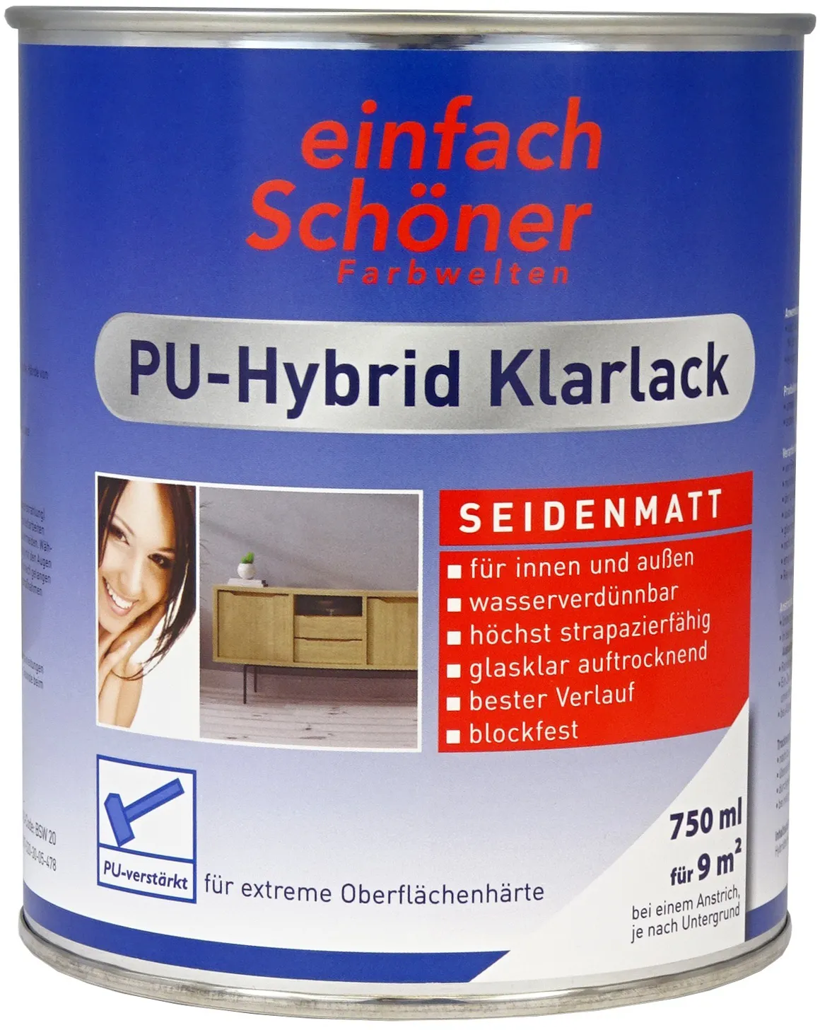 Moebelfaktor einfach Schoener PU-Hybrid Klarlack seidenmatt