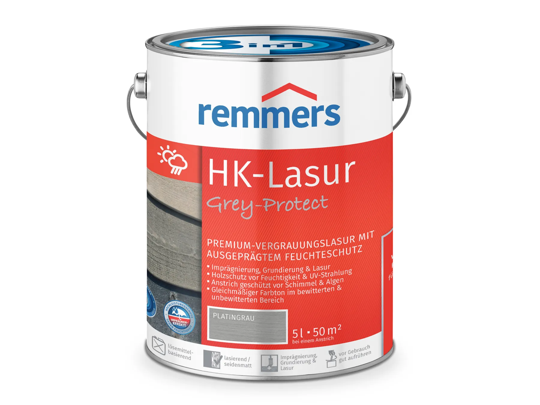 Moebelfaktor HK-Lasur 3in1 Grey-Protect platingrau (FT-26788) 5 l