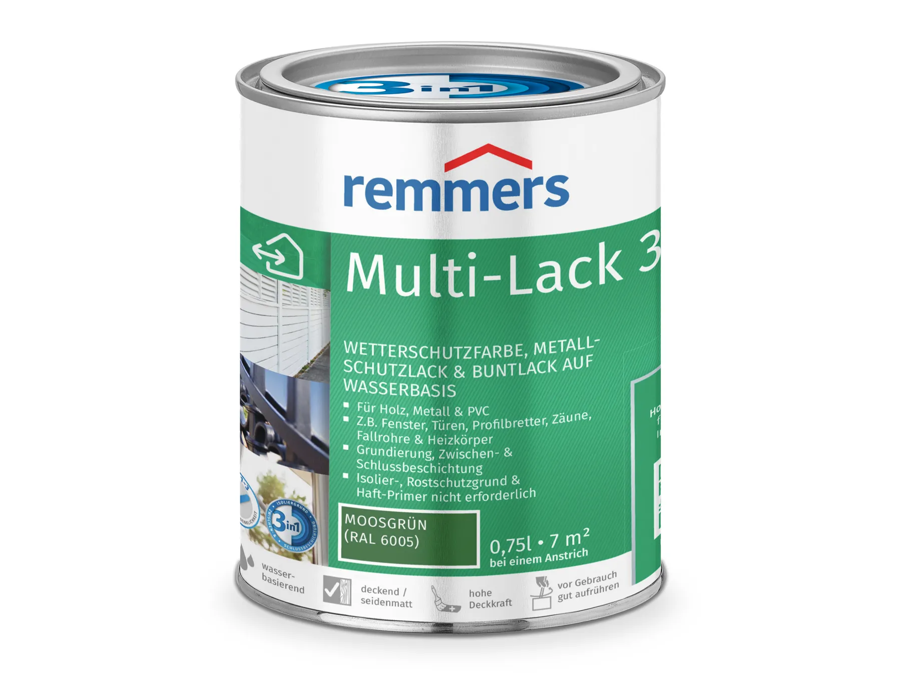 Moebelfaktor Multi-Lack 3in1 moosgruen (RAL 6005) 0,75 l