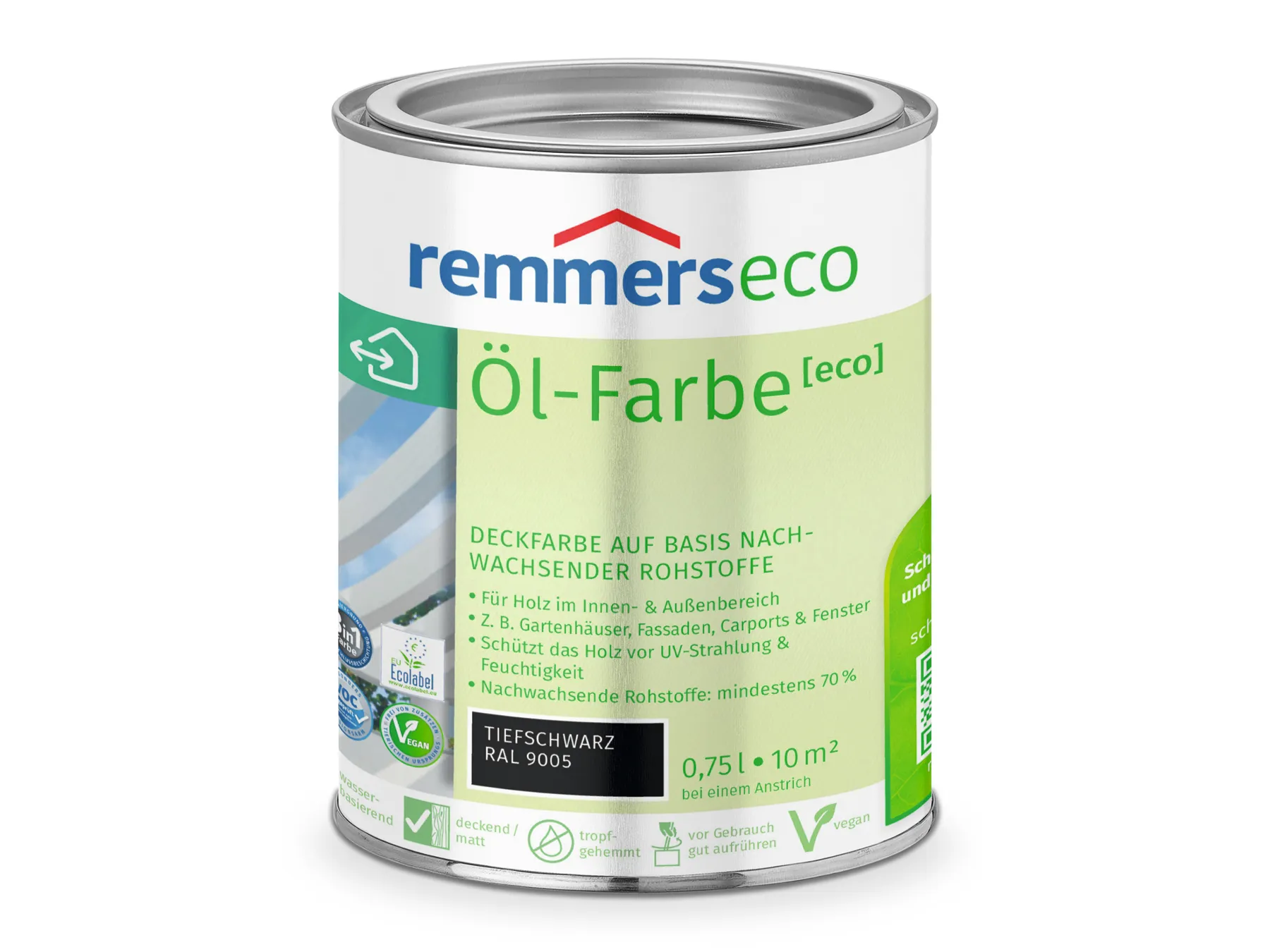 Moebelfaktor Oel-Farbe [eco] tiefschwarz (RAL 9005) 0,75 l