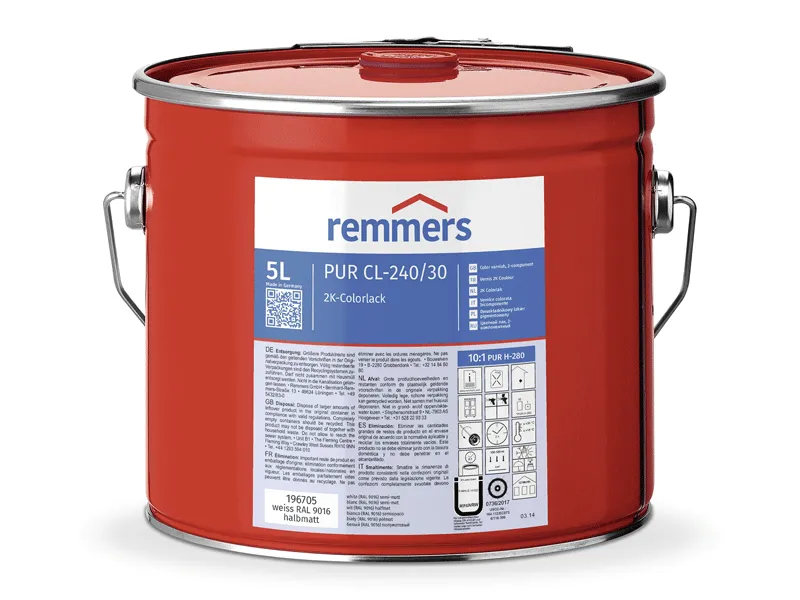 Moebelfaktor PUR CL-240-Colorlack weiss (RAL 9016) halbmatt 5 l