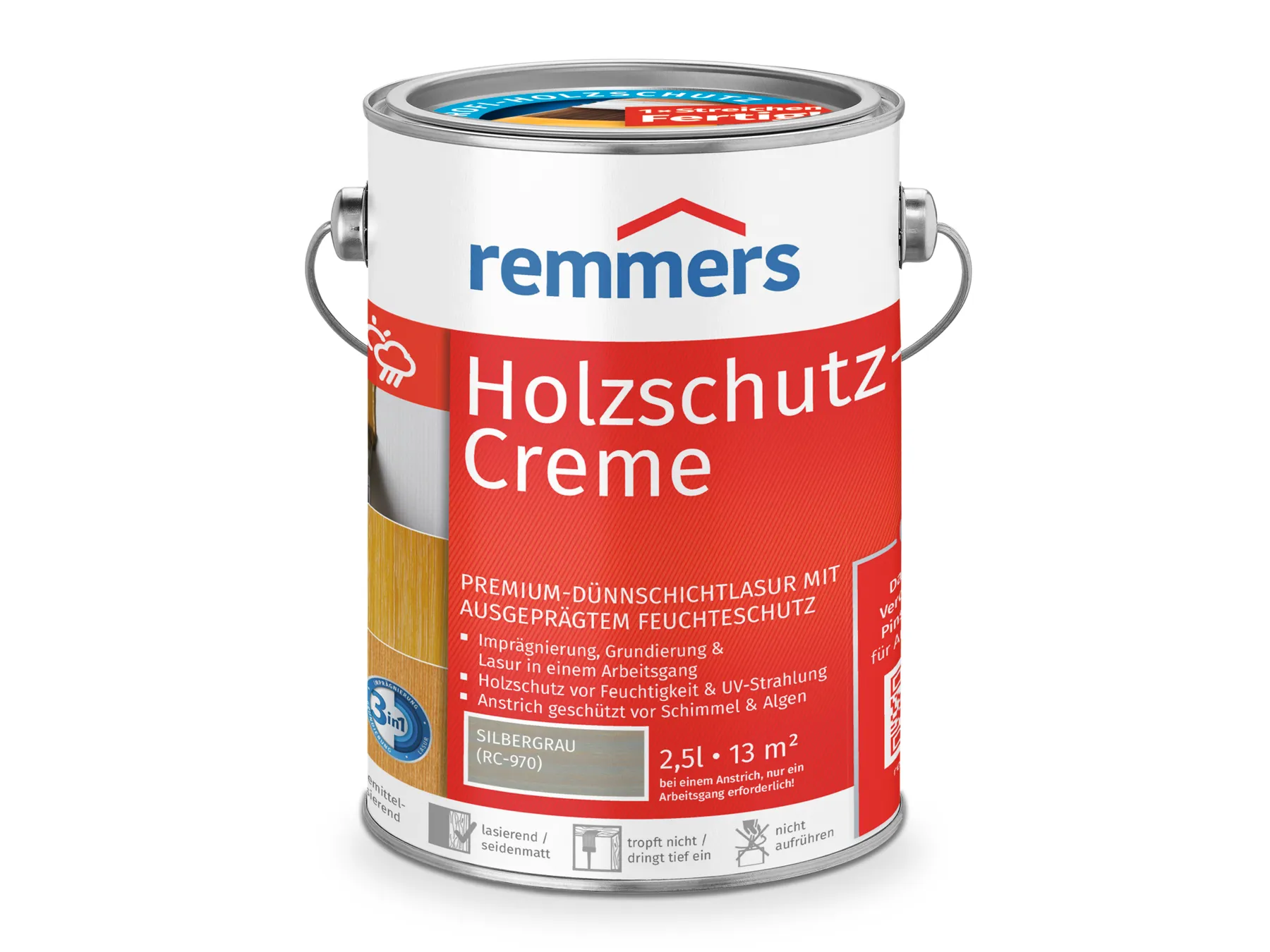 Moebelfaktor Holzschutz-Creme 3in1 silbergrau (RC-970) 2,5 l