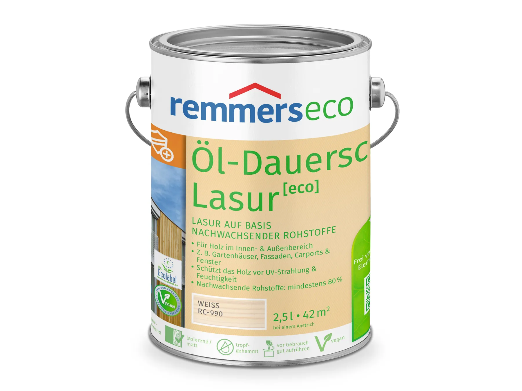Moebelfaktor Oel-Dauerschutz-Lasur [eco] weiss (RC-990) 2,5 l
