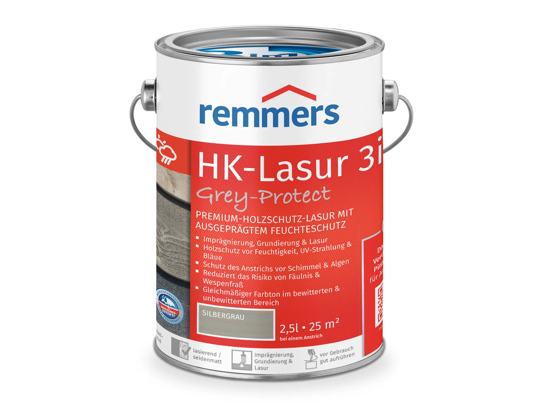 Moebelfaktor HK-Lasur 3in1 Grey-Protect silbergrau (RC-970) 2,5 l