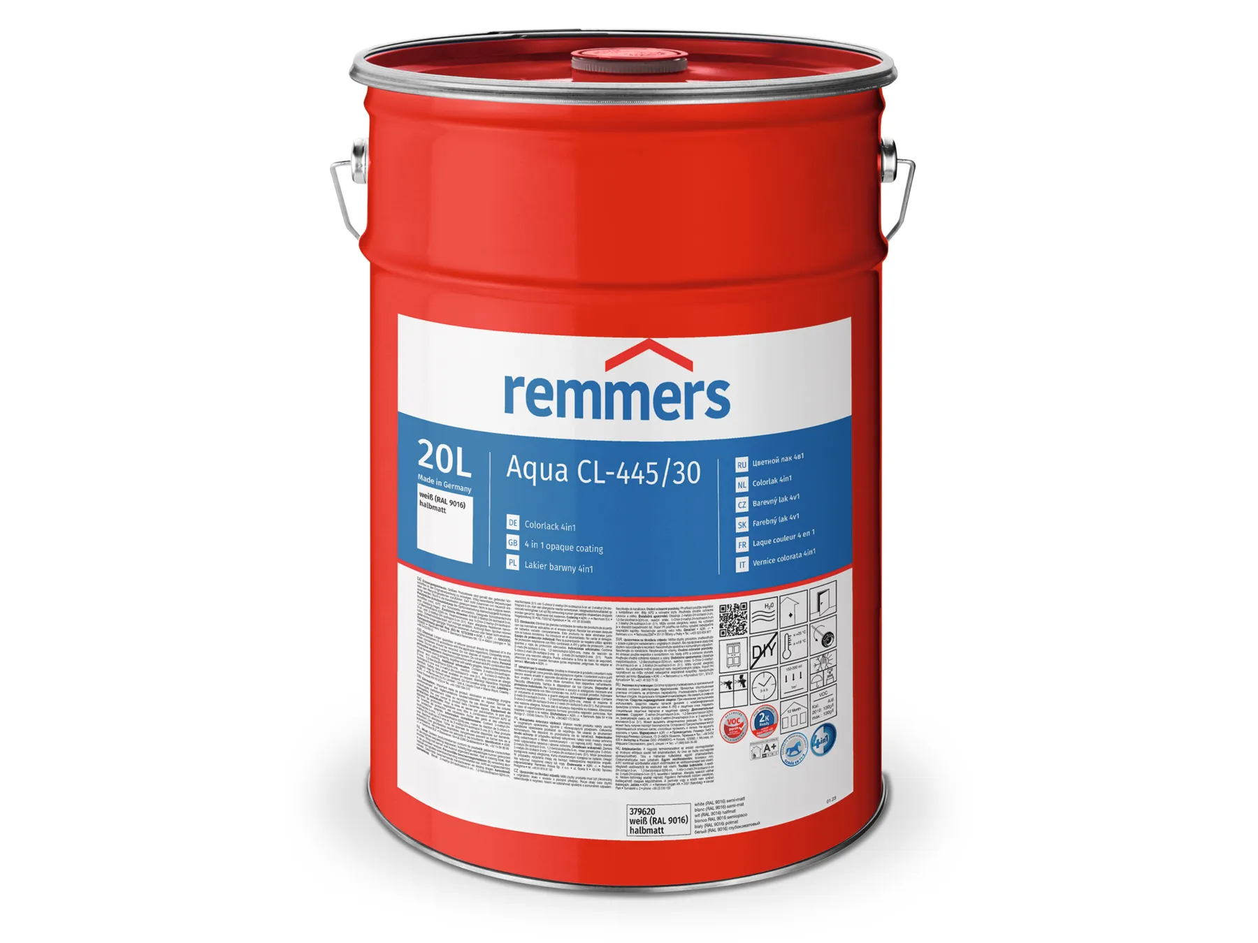 Moebelfaktor Aqua CL-445-Colorlack 4in1 weiss (RAL 9016) halbmatt 20 l