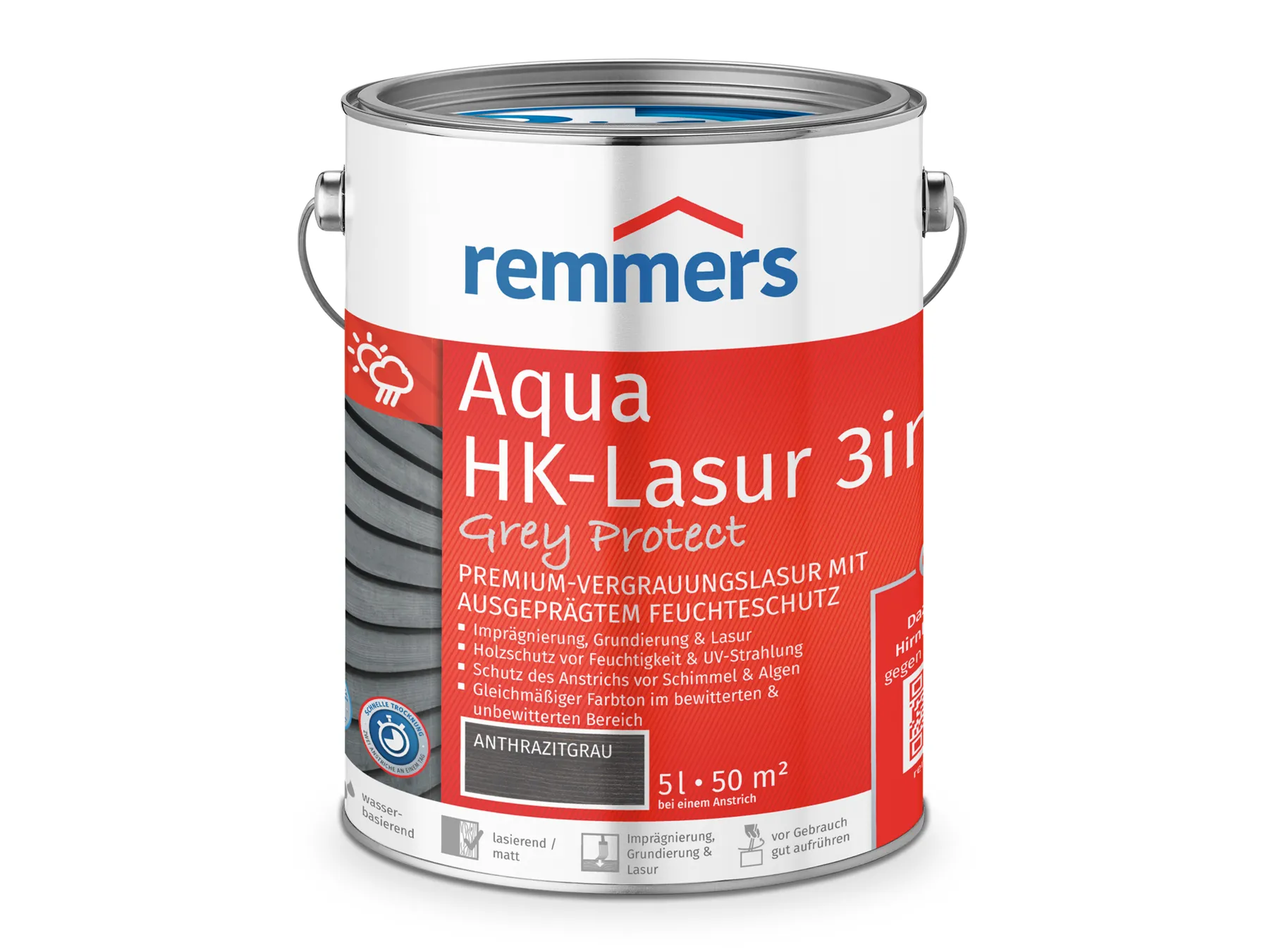 Moebelfaktor Aqua HK-Lasur 3in1 Grey Protect silbergrau (RC-970) 5 l