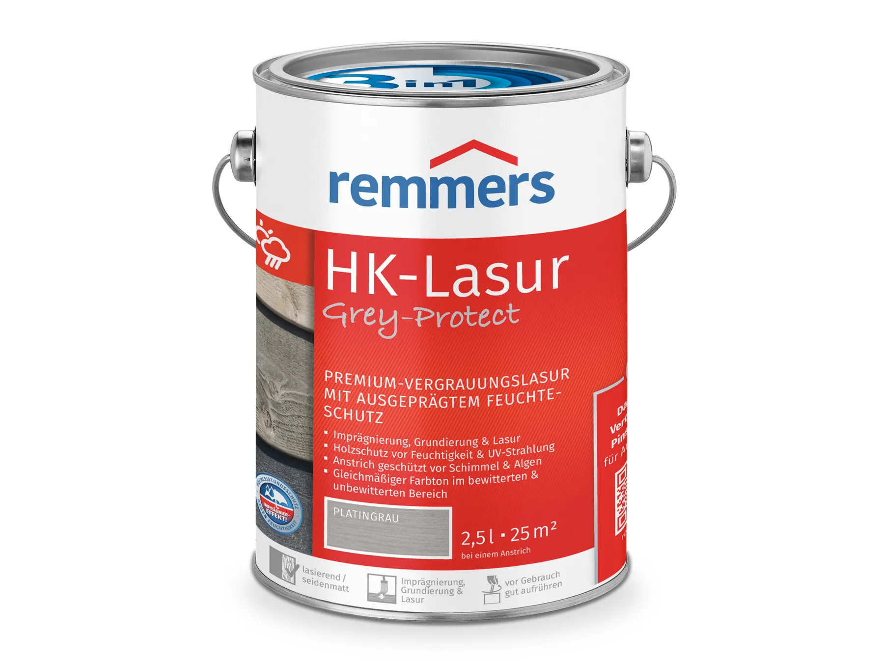 Moebelfaktor HK-Lasur 3in1 Grey-Protect platingrau (FT-26788) 2,5 l