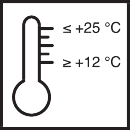 Verarbeitungstemperatur min. 12 °C max. 25 °C