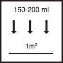 ca. 150 ml - 200 ml / m² je Arbeitsgang