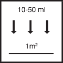 ca. 10 ml - 50 ml / m² je Arbeitsgang