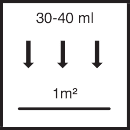 ca. 30 ml - 40 ml / m² je Arbeitsgang
