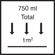 Gesamt Einbring-/ Aufbringmenge 750 ml / m²